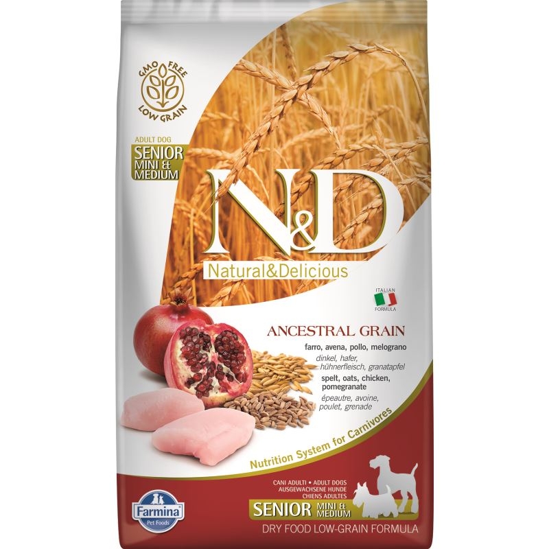 N&D Low Grain Dog Chicken & Pomegranate Senior Mini Medium, 2.5 kg 