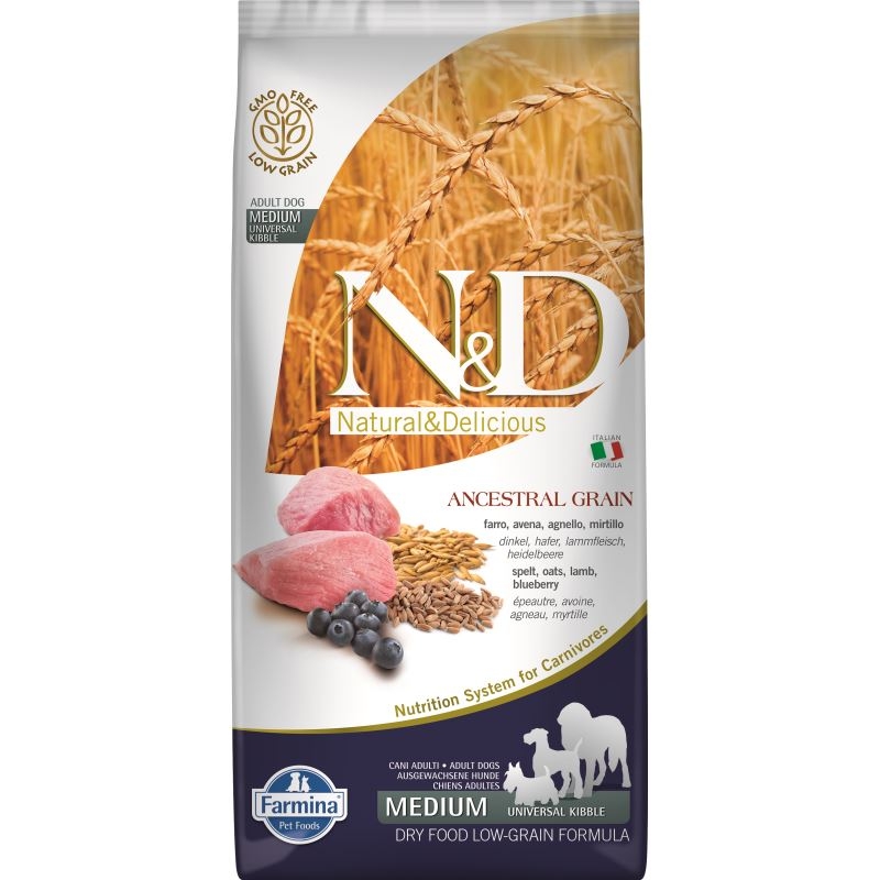 N&D Low Grain Dog Lamb and Blueberry Adult Medium, 12 kg imagine