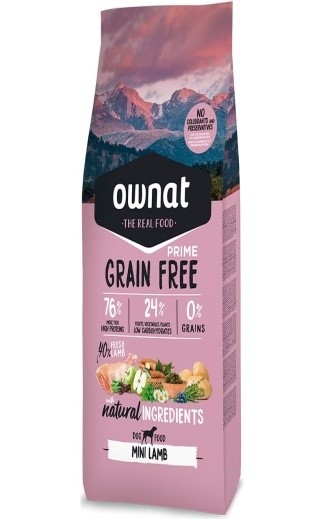 Ownat dog grain free prime mini lamb, 3 kg