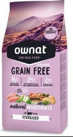 Ownat grain free prime sterilized cat, 8 kg