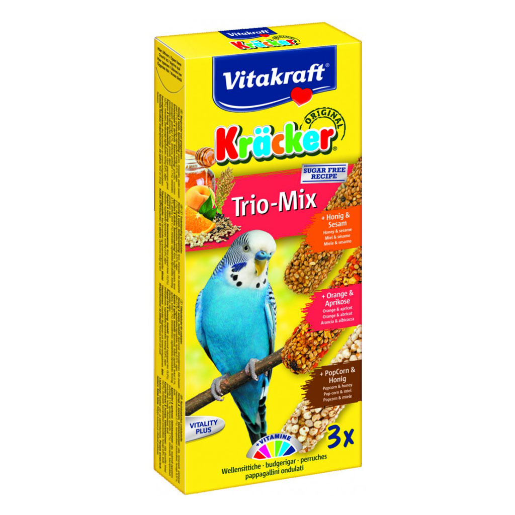 Baton perusi vitakraft trio mix miere/caise/popcorn 3 buc