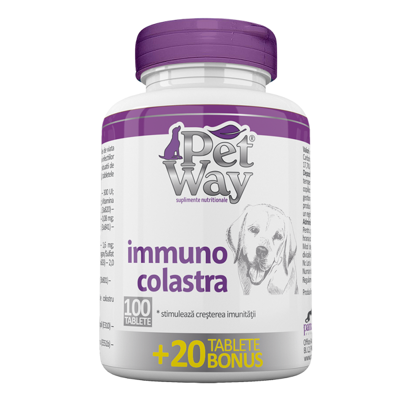 PetWay Immuno Colastra, 100 tablete + 20 BONUS petmart.ro