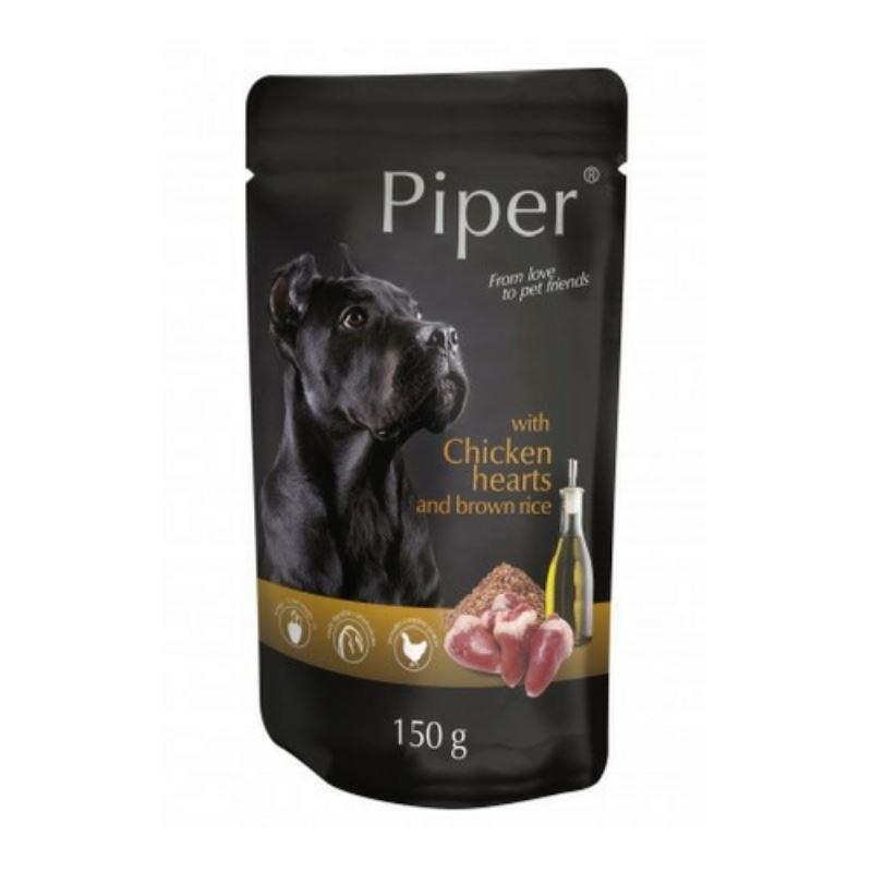 Piper Adult, inimi de pui si orez brun, plic, 150 g Dolina