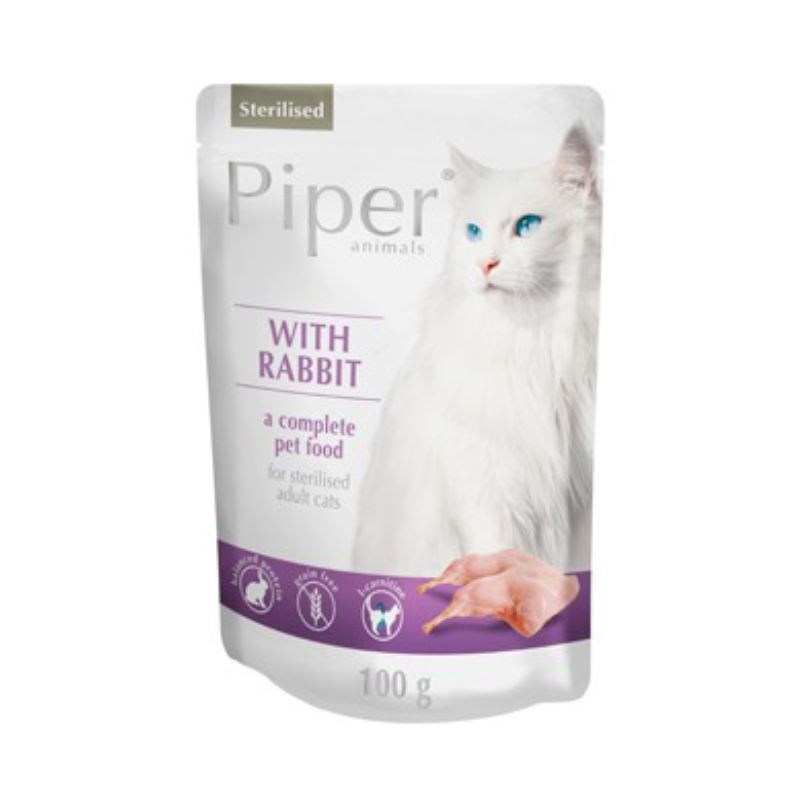 PIPER CAT Sterilised, iepure, plic, 100 g imagine