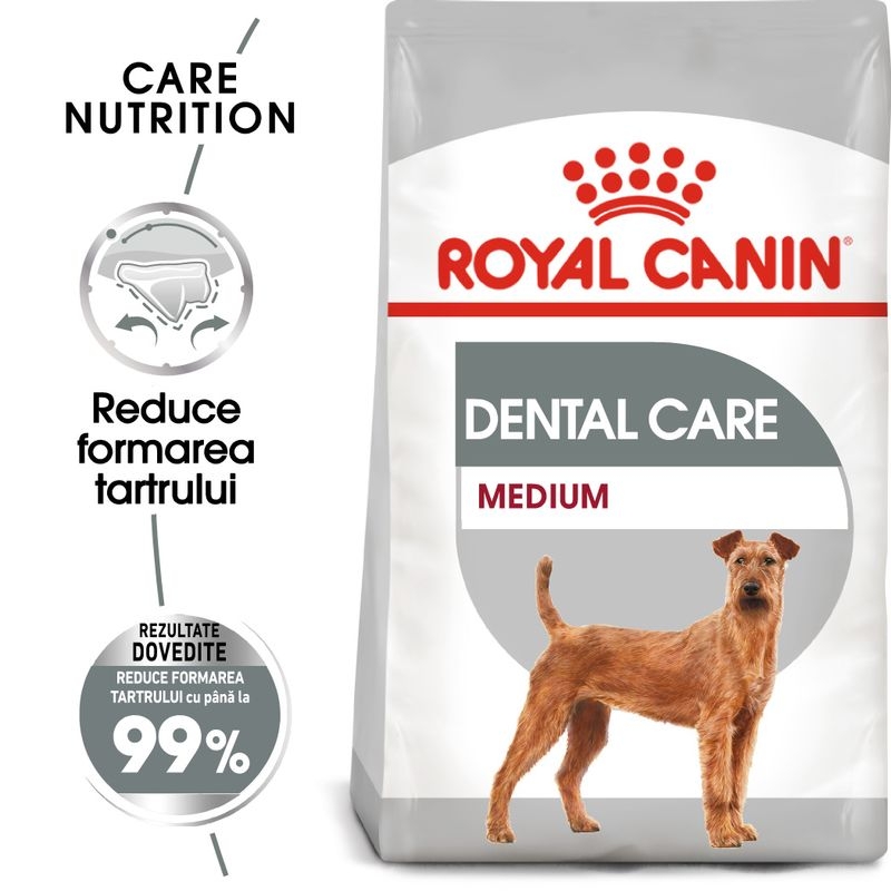 Royal Canin Medium Dental Care Adult hrana uscata caine, reducerea formarii tartrului petmart.ro