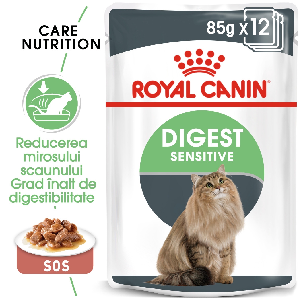 Royal Canin Digest Sensitive Care Adult hrana umeda pisica, confort digestiv (in sos), 12 x 85 g petmart.ro