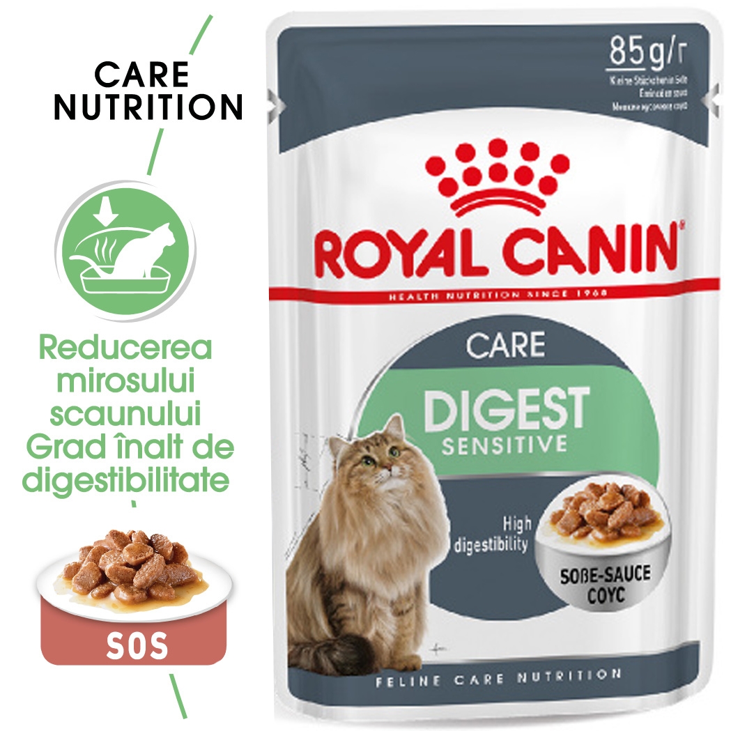 Royal Canin Digest Sensitive Care Adult hrana umeda pisica, confort digestiv (in sos), 85 g petmart.ro