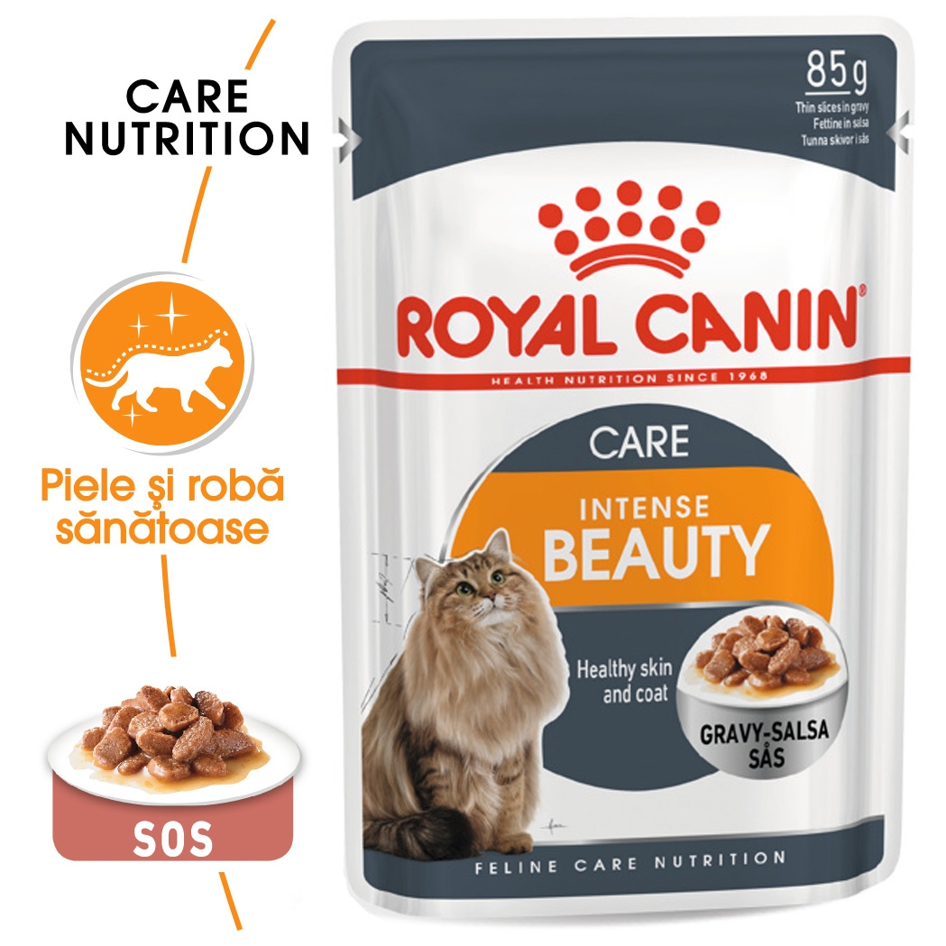 Royal Canin Intense Beauty Care Adult hrana umeda pisica, piele/blana sanatoase (in sos), 85 g petmart.ro
