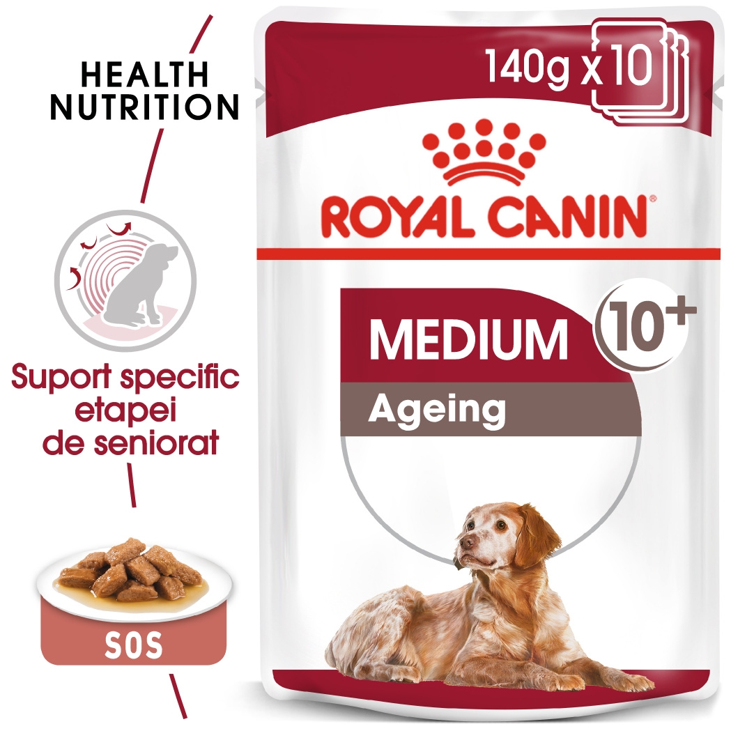 Royal Canin Medium Ageing hrana umeda caine senior (in sos), 10 x 140 g petmart.ro