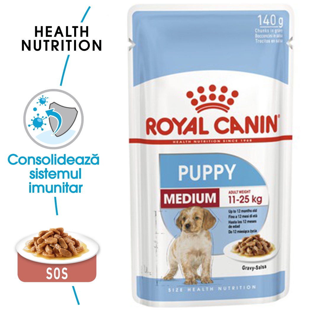 Royal Canin Medium Puppy hrana umeda caine junior (in sos), 140 g petmart