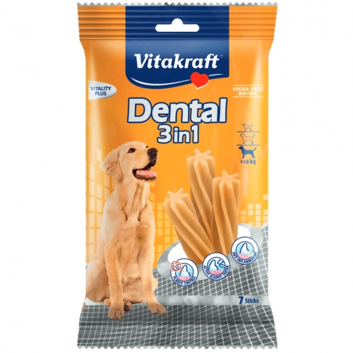Recompensa pentru caini, Vitakraft Dental Snack 3in1 Medium, 180 g petmart.ro imagine 2022