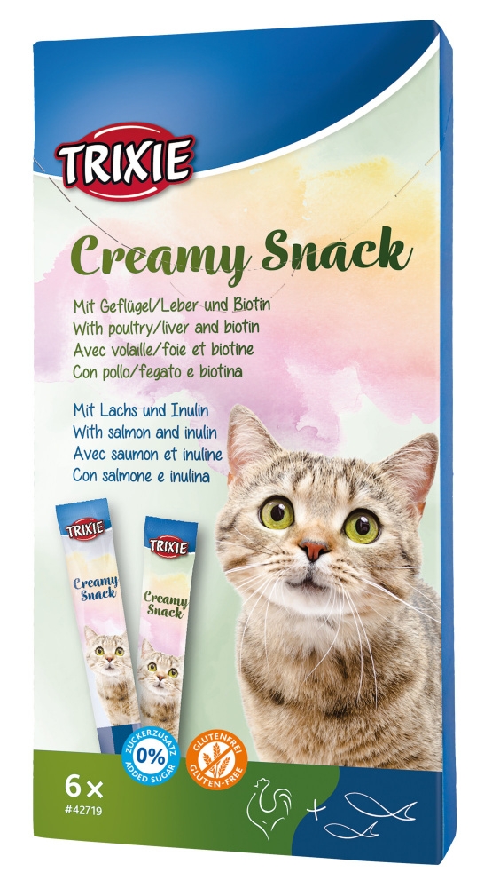 Recompensa pentru pisici, Creamy Snacks, cu pui si peste, 6×15 g 42719 petmart