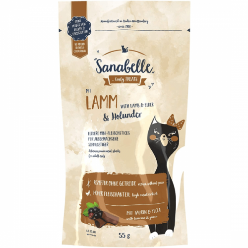 Recompense pisici, Sanabelle Snack cu miel si soc, 55 g petmart
