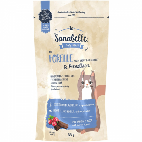 Recompense pisici, Sanabelle Snack cu pastrav si merisor, 55 g petmart.ro