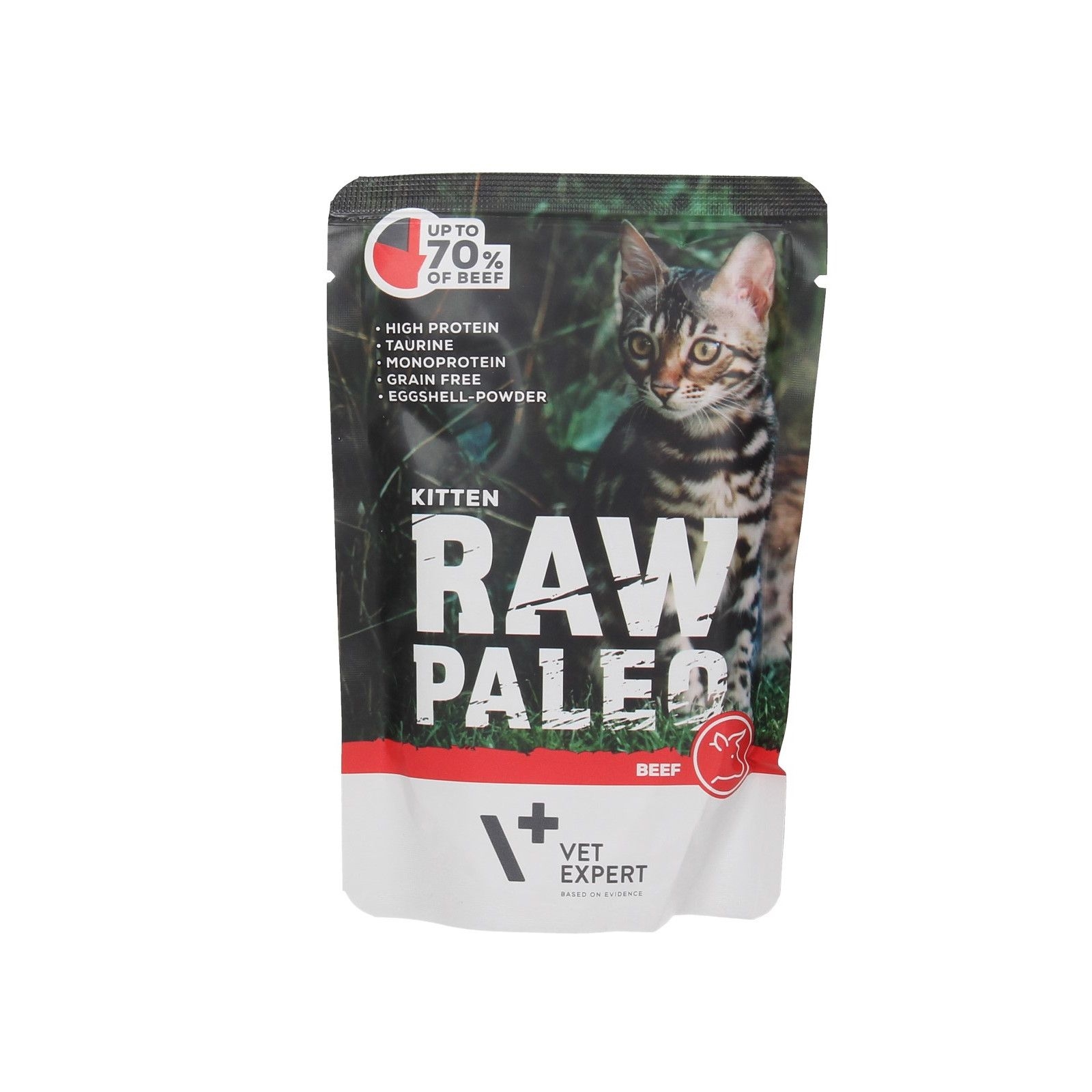 Hrana umeda, raw paleo, kitten, carne de vita, 100 g