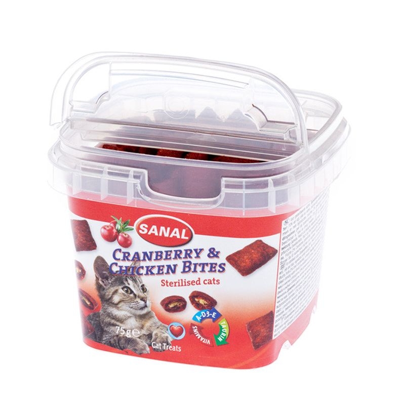 Sanal Cat Cranberry and Chicken Bites, 75 g petmart.ro