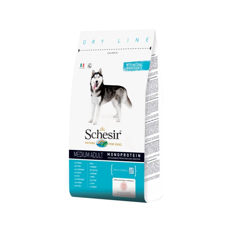 Schesir Dog, Dry Medium Monoprotein Peste, 3 kg petmart.ro