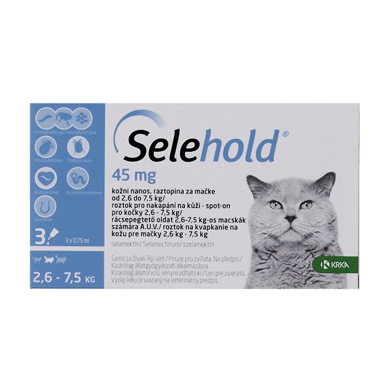 Selehold Cat 45 mg / ml (2.6 - 7.5 kg), 3 x 0.75 ml