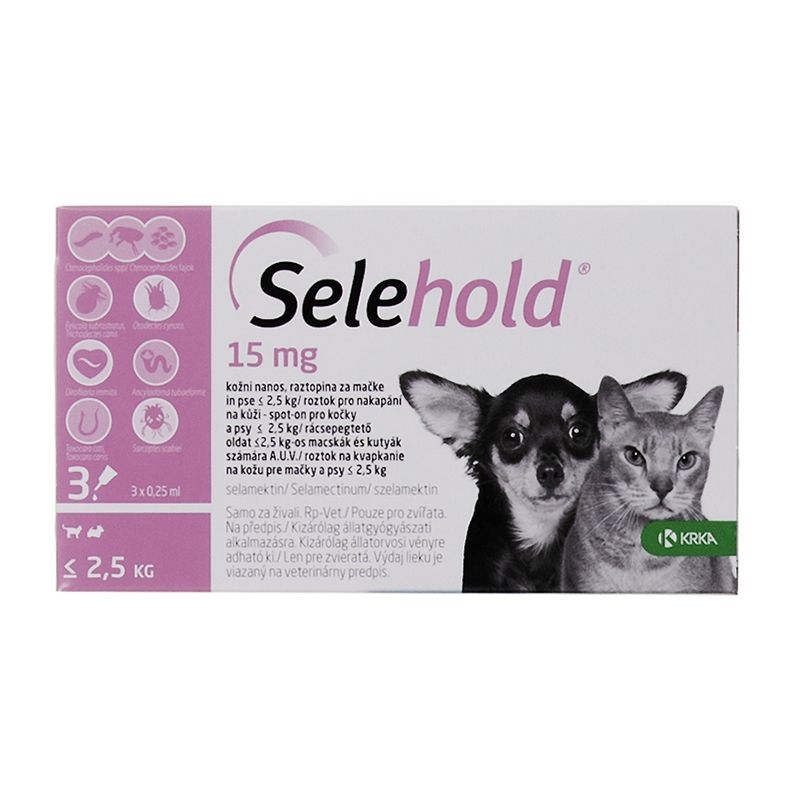 Selehold Spot On Puppy&Kitten 15 mg / ml (< 2.5 kg), 3 x 0.25 ml KRKA
