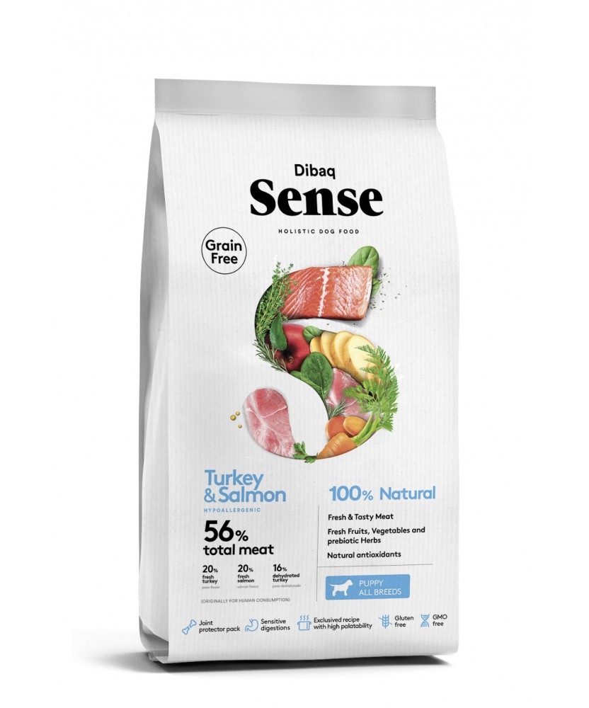 Dibaq Grain Free Sense Turkey & Salmon, Puppy, 12kg imagine