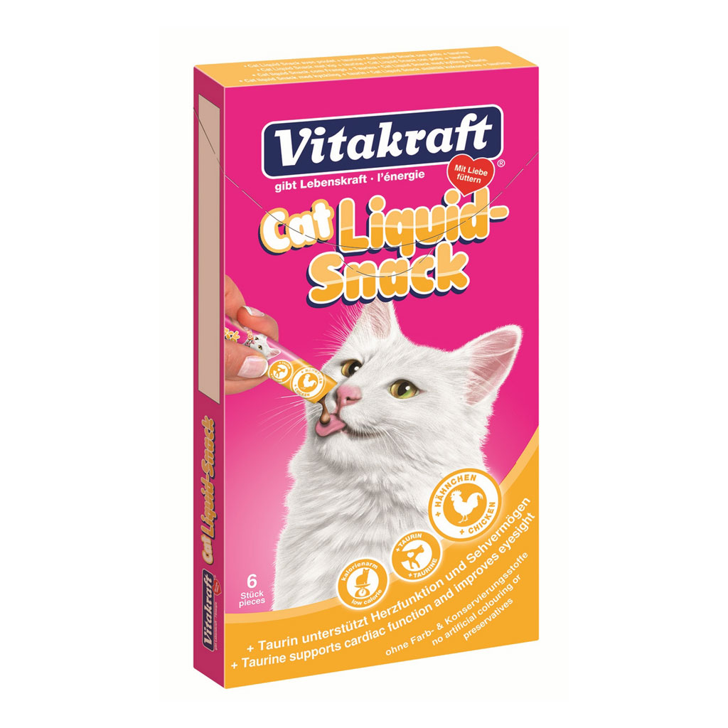 Snacks pisica liquid pui/taurina 6x15 g