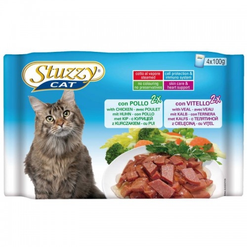 Hrana umeda pisici, stuzzy pui si vitel, 4 x 100 g