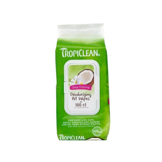Servetele pentru caini si pisici, tropiclean deep cleaning, 100 buc