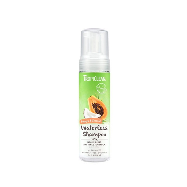 Sampon uscat pentru caini si pisici, tropiclean papaya & coconut, 220ml