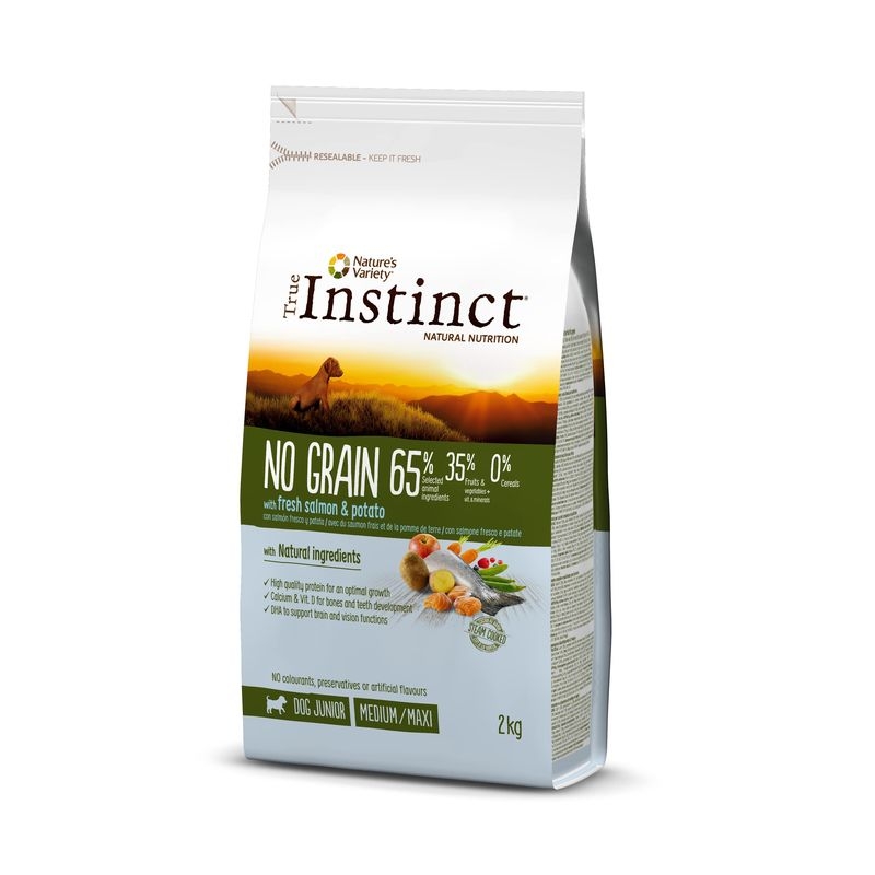 True Instinct Dog No Grain Medium - Maxi Puppy cu somon, 2 kg