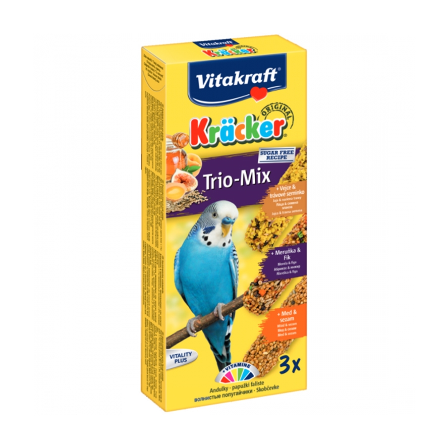 Batoane pentru perusi, vitakraft kracker trio, ou/ caise/ miere, 80 g