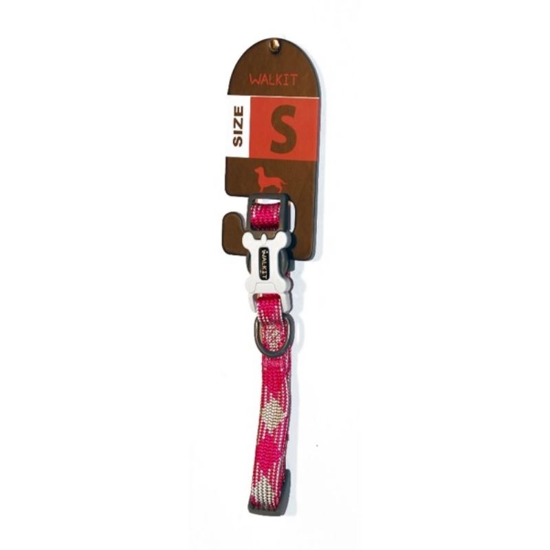 Walkit Tubular Multicolor Zgarda caine roz (S) 1.6 x 25 – 35 cm petmart.ro