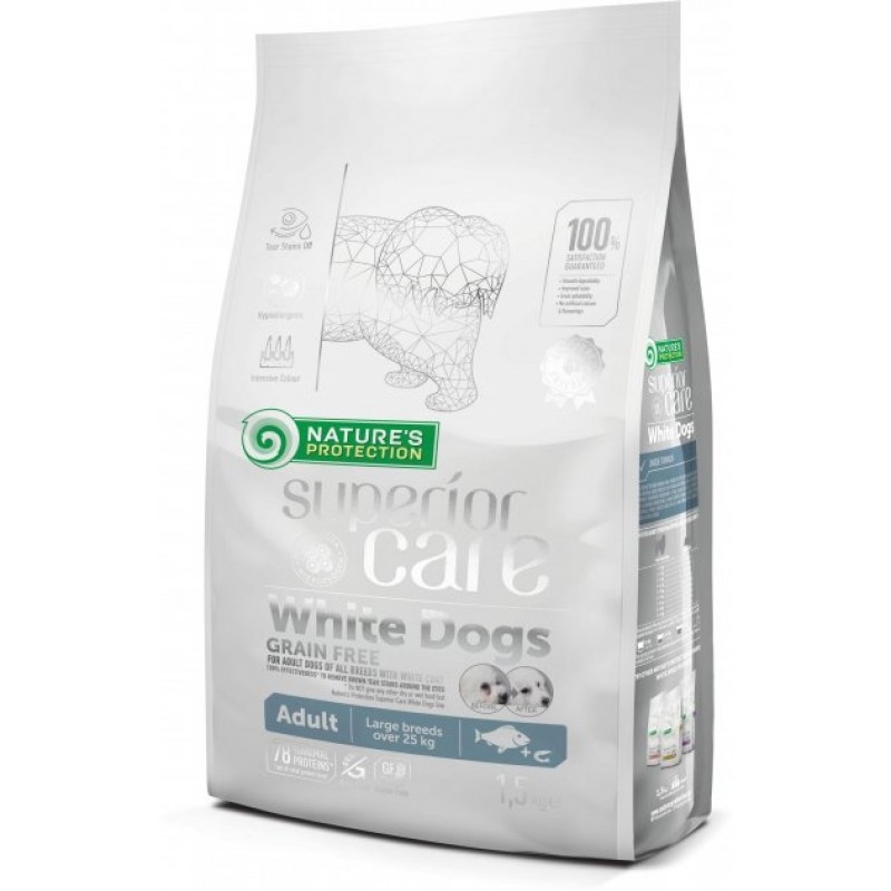 Nature’s Protection Superior Care White Dogs Grain Free White Fish Adult Large Breeds, 1.5 kg Nature's Protection