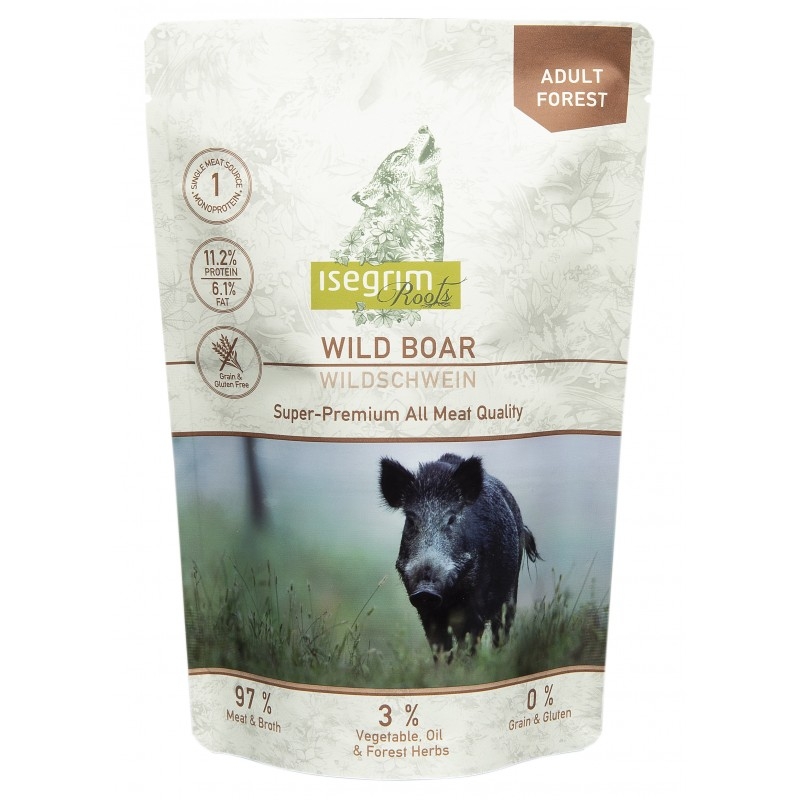 Hrana umeda, pouch isegrim dog adult wild boar monoprotein, 410 g